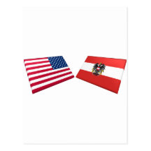 US- u. Österreich-Flaggen Postkarte