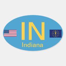 USA, Art-Oval-Aufkleber Indianas europäischer
