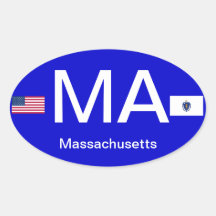 USA, Art-Oval-Aufkleber Massachusetts europäischer
