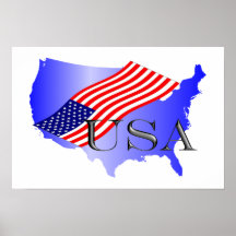 USA blau+Flagge Plakat