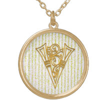 V Anfangsmonogramm-"Goldpin-Streifen-" Halskette