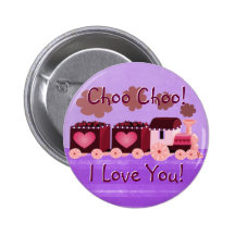 Valentinsgruß Choo Choo Zug-Knopf Button