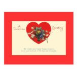 Valentinsgruß-grüßende rotes Herz-Blumenpostkarte