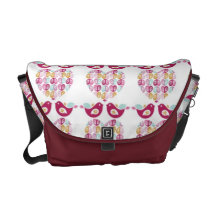 Valentinsgruß-Herzen und Vögel Kurier Tasche