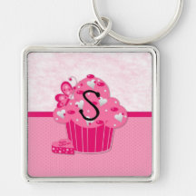 Valentinsgruß-Kuchen-Monogramm-Herz S Schlüsselanhänger