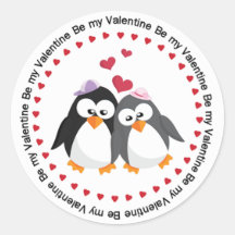 Valentinsgruß-Pinguin-Paare mit Herzen Sticker