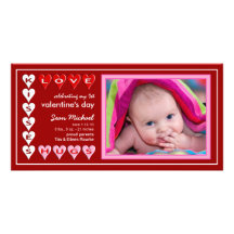Valentinstag - neue Baby-Mitteilung Photokartenvorlage