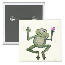 Valentinstag-wunderliches Frosch-Knopf-Rosa-Herz Anstecknadelbuttons