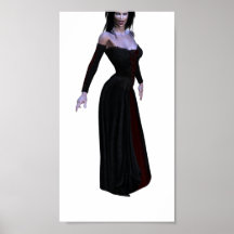 Vampiress im schwarzen und blutroten Plakat