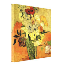 Van Gogh - japanischer Vase mit Rosen und Anemonen Gespannte Galeriedrucke