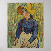 Van Gogh ländliches Mädchen mit gelbem Strohhut 18 Plakat