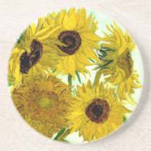 Van Gogh: Sonnenblume-Vintage feine Kunst des Vase Getränke Untersetzer