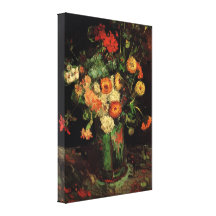 Van Gogh; Vase mit Zinnias und Pelargonien Leinwand Druck