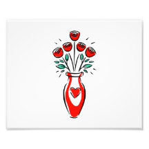 Vase der abstrakten Grafik der Rosen Photodruck