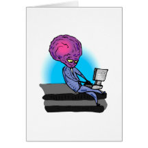 Vater-alien auf Laptop Grußkarten