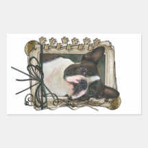 Vatertag - Steintatzen - Boston Terrier Rechteckige Aufkleber