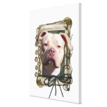Vatertag - Steintatzen - Pitbull - Jersey-Mädchen Galerie Falt Leinwand