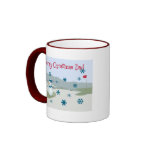 Vati-Weihnachten, Schneemann auf Golfplatz Tee Tasse