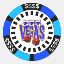 VEGAS-POKER-CHIP RUNDER AUFKLEBER