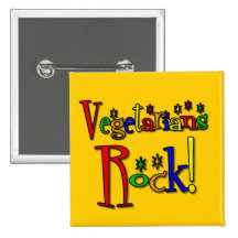 Vegetarier-Felsen (Retro Art) Anstecknadelbutton