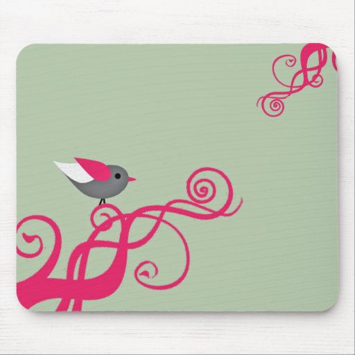 Vektorbaum mit Vogel Mousepads