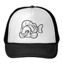 Verärgerter wütender wilder Fisch-Kontur-Cartoon Cap
