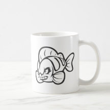 Verärgerter wütender wilder Fisch-Kontur-Cartoon Kaffee Haferl