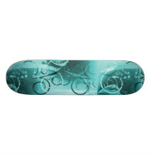 Verblaßte Blumenstrudel-aquamarine Türkis-Blau-Ges Bedruckte Skateboarddecks