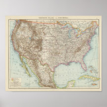 Vereinigte Staaten von Nordamerika - USA-Karte Plakat