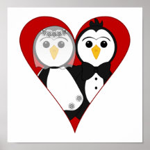 Verheiratete HerzPenguins Poster