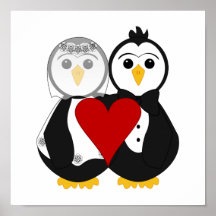 Verheiratete Penguins in der Liebe Plakatdruck