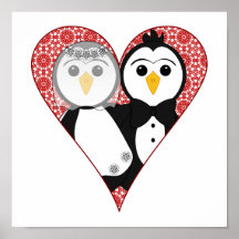 Verheiratetes Penguin-Spitze-Herz Plakat