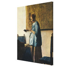 Vermeers Frau im Blau einen Brief ca.1665 lesend Leinwand Druck