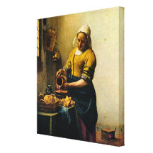 Vermeers Magd-auslaufende Milch (circa 1660) Leinwanddruck