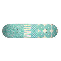 Verrückte aquamarine blaue Muster-Kreis-karierte m Bedrucktes Skateboard