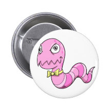 Verrückter geisteskranker rosa Wurm-Knopf Anstecknadelbuttons