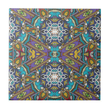 VERWICKELTES KALEIDOSKOPISCHES BLAUES GOLDmuster Keramikfliese