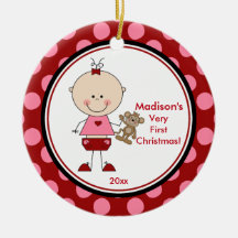 Verzierungs-Strichmännchen-Mädchen des Babys erste Ornament