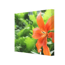 Vibrierender orange Lilien-und Laub-Leinwand-Druck Galerie Gefaltete Leinwand