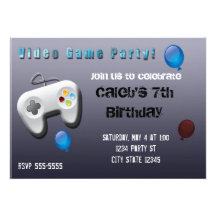 Video Game Gamer Birthday Party Invitation