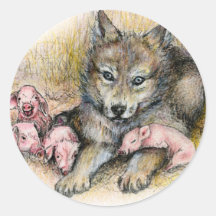 VIER WENIGE PIGGIES RUNDER STICKER