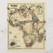 Viintage 1874 Karte antiken afrikanischen Druckes  Bedruckte Flyer