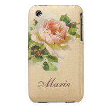 Viktorianische rosa Rosen-personalisierter Fall iPhone 3 Cover