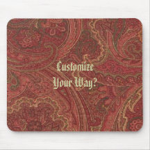 Viktorianisches Paisley-Muster Rasberry Rot Mousep