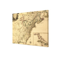 Vintage 1777 amerikanische Kolonien-Karte durch Ph Leinwand Druck