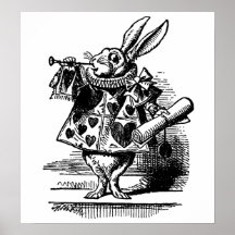 Vintage Alice im Wunderland, weißer Kaninchen-Verk Plakatdrucke