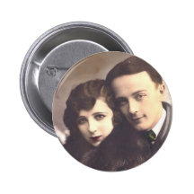 Vintage antike romantische Paar-Karten und Geschen Anstecknadelbuttons