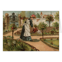Vintage Artland-Gartenszene Grußkarten