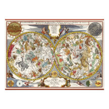 Vintage Astronomie, himmlische Planisphere-Karte Einladungskarten