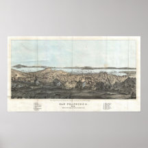 Vintage bildhafte Karte von San Francisco (1854) Plakat